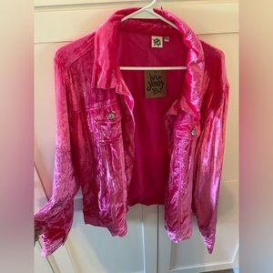 New Ivy Jane hot pink velvet jean jacket size XL